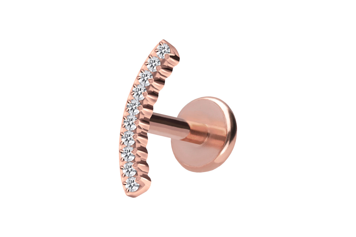 Titan Labret Piercing mit Push Fit KRISTALLBOGEN